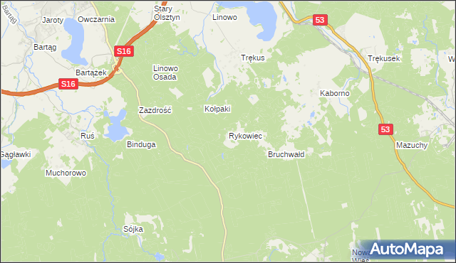 mapa Rykowiec, Rykowiec na mapie Targeo