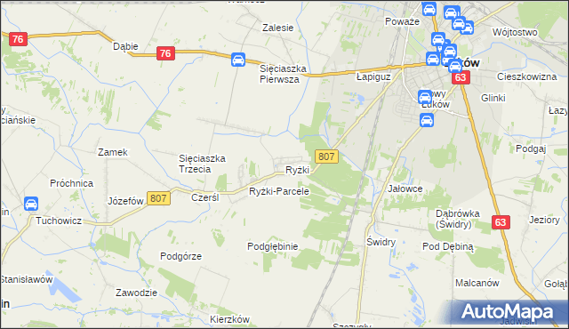 mapa Ryżki, Ryżki na mapie Targeo