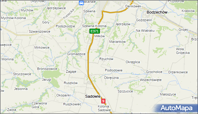 mapa Rżuchów, Rżuchów na mapie Targeo