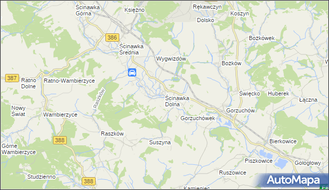 mapa Ścinawka Dolna, Ścinawka Dolna na mapie Targeo
