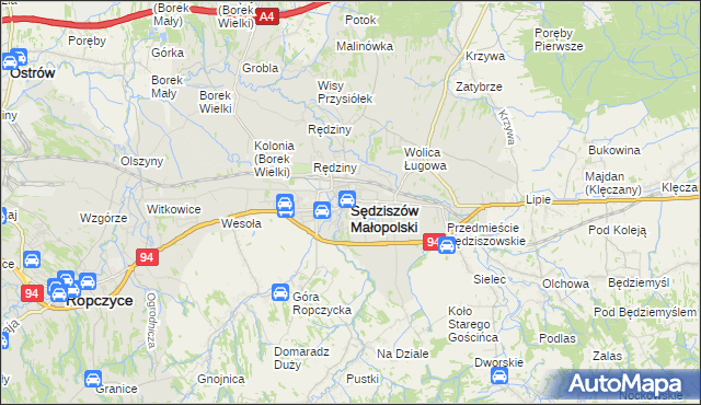 mapa Sędziszów Małopolski, Sędziszów Małopolski na mapie Targeo