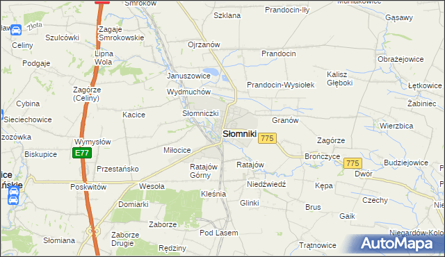 mapa Słomniki, Słomniki na mapie Targeo