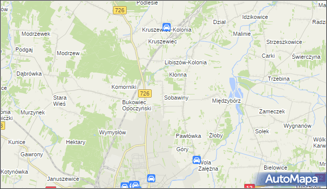 mapa Sobawiny, Sobawiny na mapie Targeo