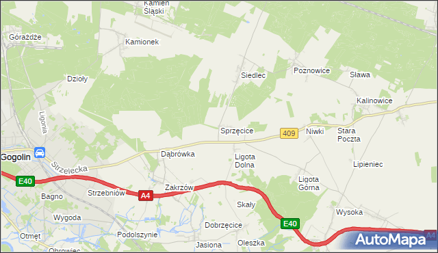 mapa Sprzęcice, Sprzęcice na mapie Targeo