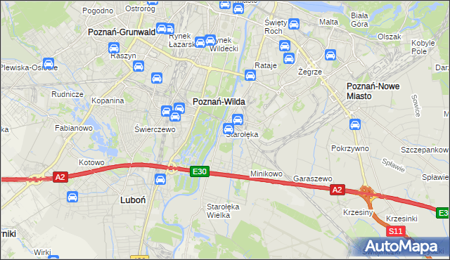 mapa Starołęka, Starołęka na mapie Targeo