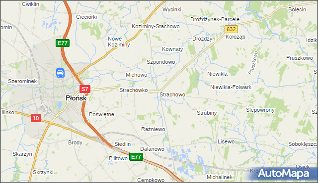 mapa Strachowo, Strachowo na mapie Targeo