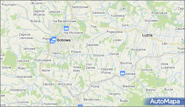 mapa Stróżna, Stróżna na mapie Targeo