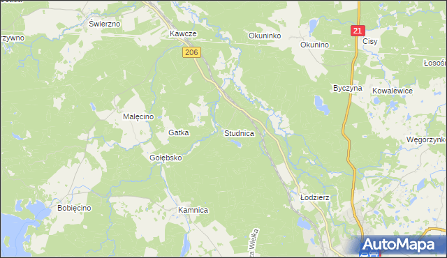 mapa Studnica gmina Miastko, Studnica gmina Miastko na mapie Targeo