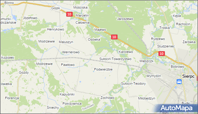 mapa Sułocin-Towarzystwo, Sułocin-Towarzystwo na mapie Targeo