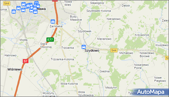 mapa Szydłowo powiat mławski, Szydłowo powiat mławski na mapie Targeo