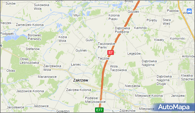 mapa Taczów, Taczów na mapie Targeo