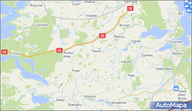 mapa Talusy Osada, Talusy Osada na mapie Targeo