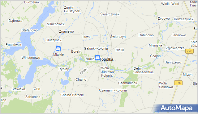 mapa Topólka powiat radziejowski, Topólka powiat radziejowski na mapie Targeo