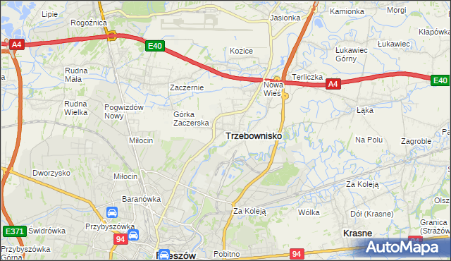 mapa Trzebownisko, Trzebownisko na mapie Targeo