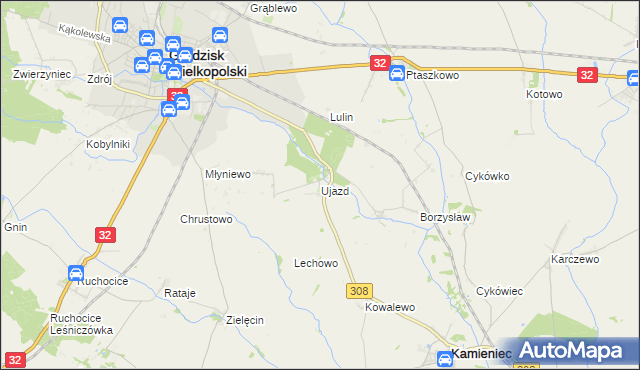 mapa Ujazd gmina Kamieniec, Ujazd gmina Kamieniec na mapie Targeo