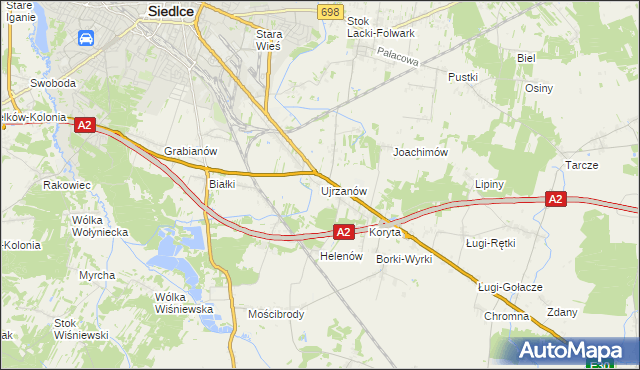 mapa Ujrzanów, Ujrzanów na mapie Targeo