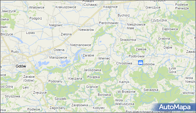 mapa Wieniec gmina Gdów, Wieniec gmina Gdów na mapie Targeo