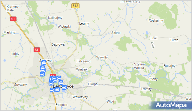 mapa Wirwilty, Wirwilty na mapie Targeo
