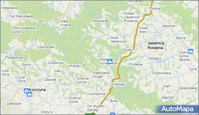 mapa Wola Komborska, Wola Komborska na mapie Targeo