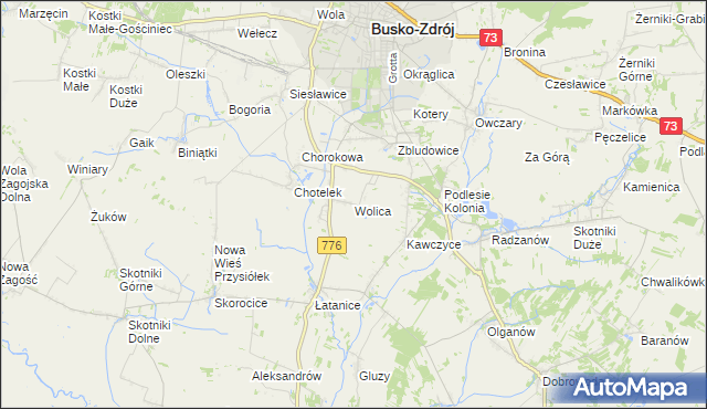 mapa Wolica gmina Busko-Zdrój, Wolica gmina Busko-Zdrój na mapie Targeo