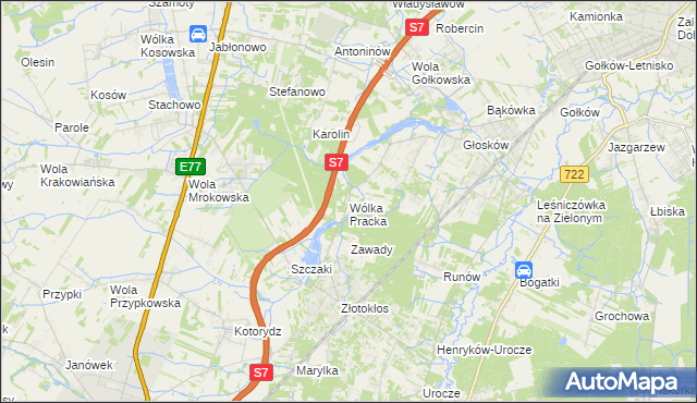 mapa Wólka Pracka, Wólka Pracka na mapie Targeo