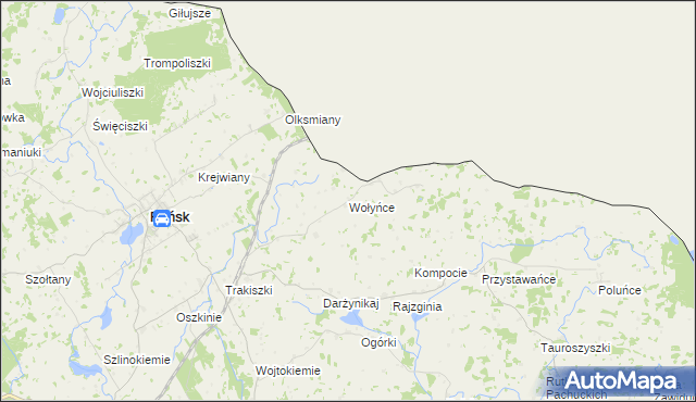 mapa Wołyńce gmina Puńsk, Wołyńce gmina Puńsk na mapie Targeo