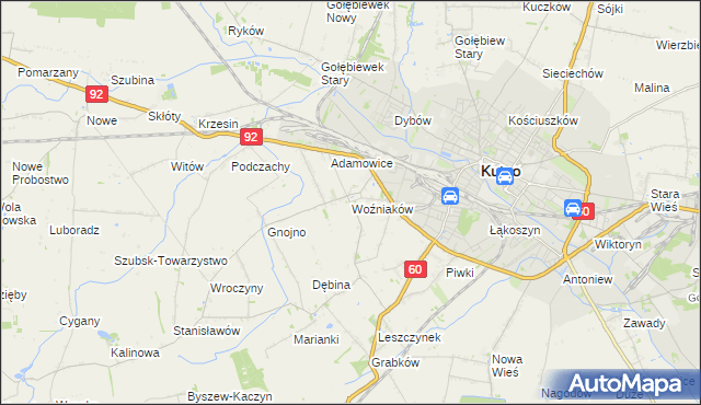 mapa Woźniaków, Woźniaków na mapie Targeo