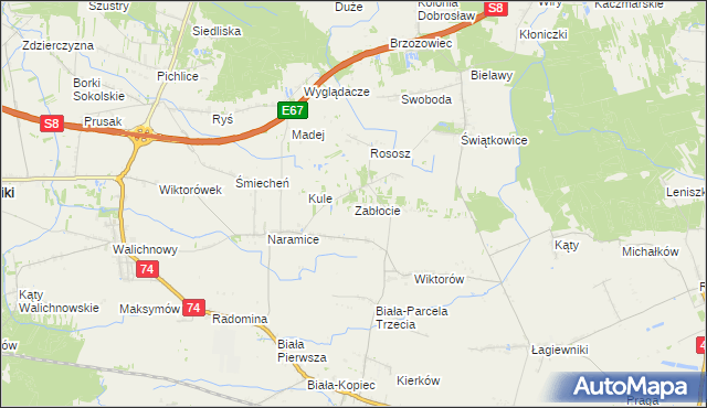 mapa Zabłocie gmina Biała, Zabłocie gmina Biała na mapie Targeo