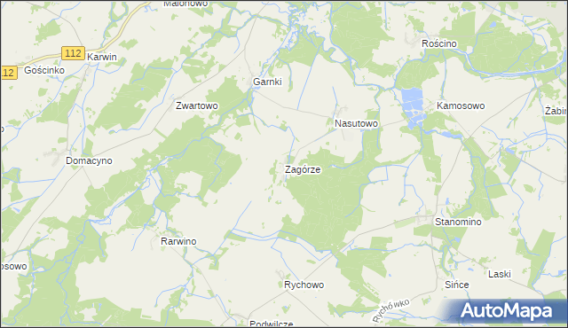 mapa Zagórze gmina Białogard, Zagórze gmina Białogard na mapie Targeo