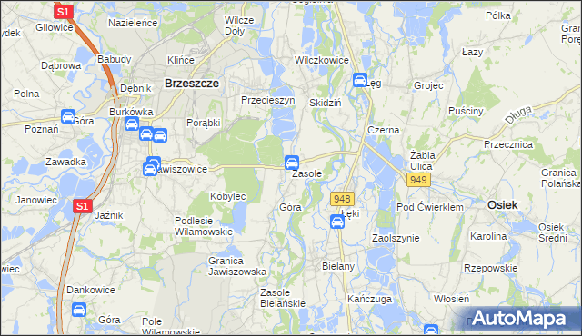 mapa Zasole, Zasole na mapie Targeo