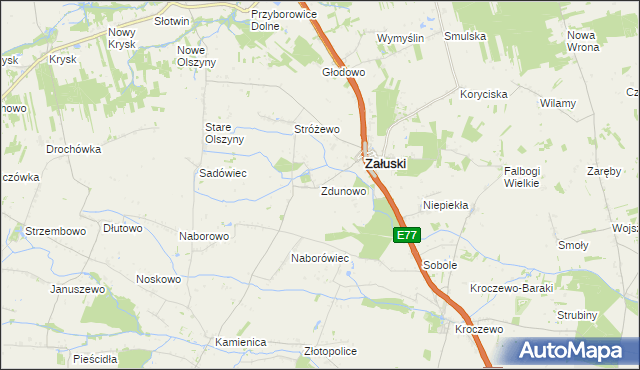 mapa Zdunowo gmina Załuski, Zdunowo gmina Załuski na mapie Targeo