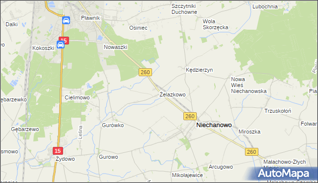 mapa Żelazkowo gmina Niechanowo, Żelazkowo gmina Niechanowo na mapie Targeo