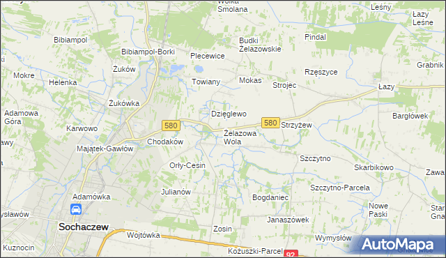 mapa Żelazowa Wola, Żelazowa Wola na mapie Targeo