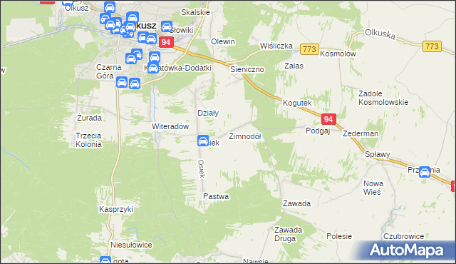 mapa Zimnodół, Zimnodół na mapie Targeo