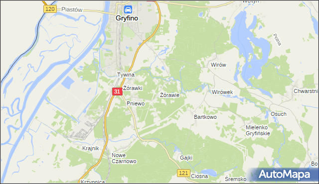 mapa Żórawie, Żórawie na mapie Targeo
