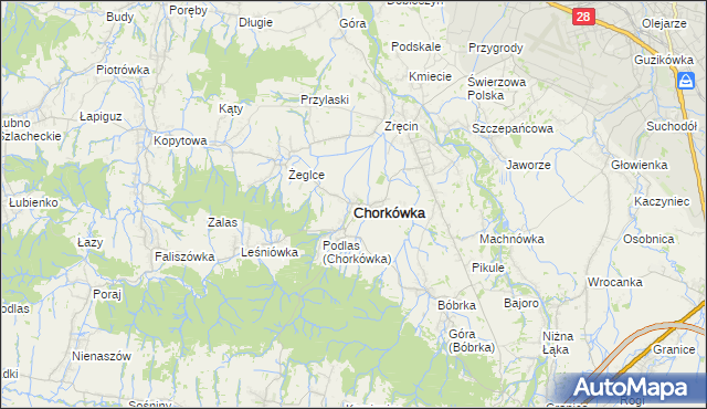 mapa Chorkówka, Chorkówka na mapie Targeo