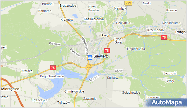 mapa Siewierz, Siewierz na mapie Targeo