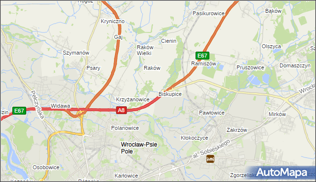 mapa Biskupice gmina Wisznia Mała, Biskupice gmina Wisznia Mała na mapie Targeo