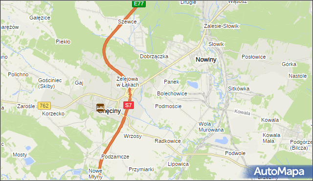 mapa Bolechowice gmina Sitkówka-Nowiny, Bolechowice gmina Sitkówka-Nowiny na mapie Targeo
