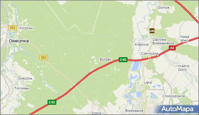 mapa Buczek gmina Bolesławiec, Buczek gmina Bolesławiec na mapie Targeo