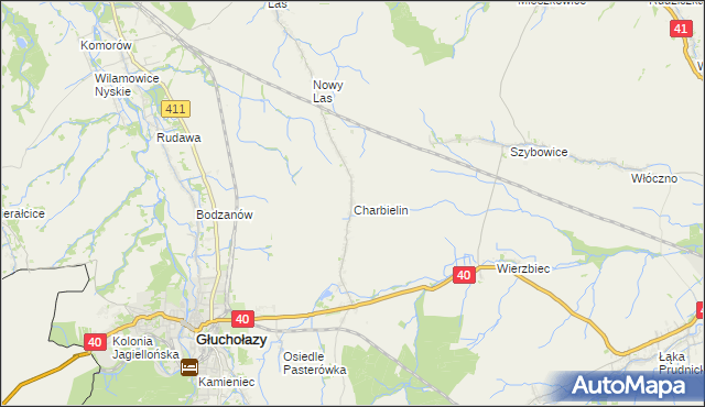 mapa Charbielin gmina Głuchołazy, Charbielin gmina Głuchołazy na mapie Targeo