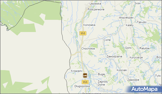 mapa Chochołów gmina Czarny Dunajec, Chochołów gmina Czarny Dunajec na mapie Targeo