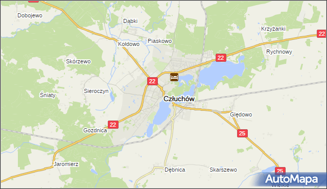 mapa Człuchów, Człuchów na mapie Targeo