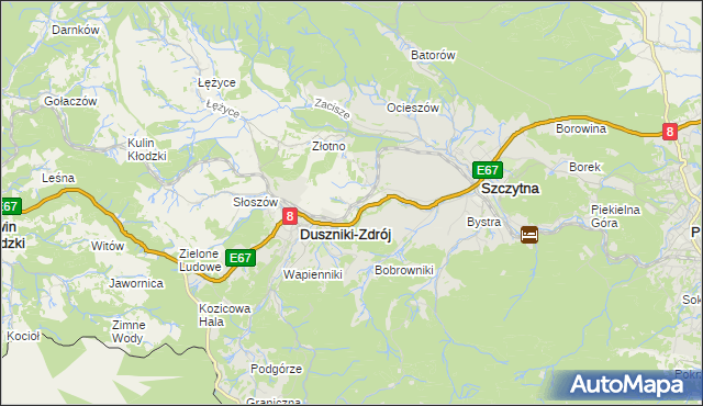 mapa Dolina gmina Szczytna, Dolina gmina Szczytna na mapie Targeo