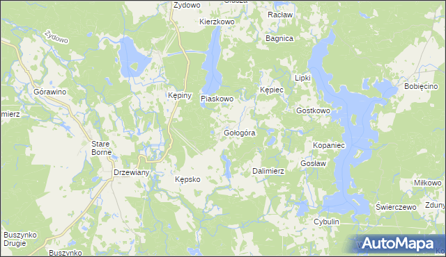mapa Gołogóra gmina Polanów, Gołogóra gmina Polanów na mapie Targeo