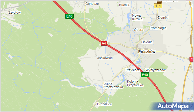 mapa Jaśkowice gmina Prószków, Jaśkowice gmina Prószków na mapie Targeo