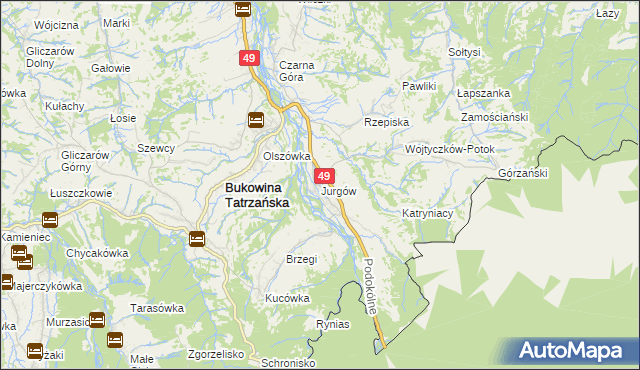 mapa Jurgów, Jurgów na mapie Targeo