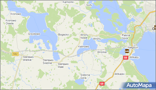 mapa Kalinowo gmina Giżycko, Kalinowo gmina Giżycko na mapie Targeo