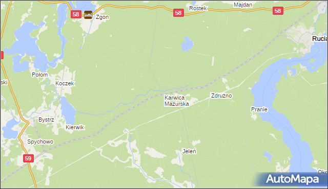mapa Karwica Mazurska, Karwica Mazurska na mapie Targeo
