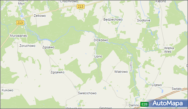 mapa Lipno gmina Główczyce, Lipno gmina Główczyce na mapie Targeo